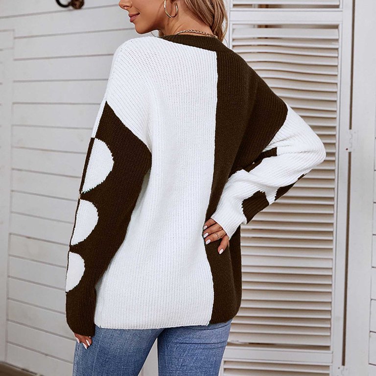 cllios Plus Size Sweaters for Women Long Sleeve Knit Top Color Block  Elegant Crewneck Sweater Soft Pullover Jumper Fall Sweaters for Women 2022  - Walmart.com