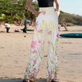 thumbnail image 2 of Pantalones largos rectos de cintura alta con estampado de cintura elástica suelta informal para mujer Pompotops  ulkah940131, 2 of 8