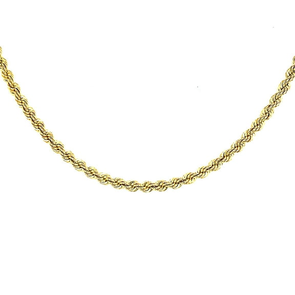 14K Hollow Rope Yellow Gold Chain (3, 26")