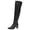 Black Boots for Women, variant on hopeusnice Women Knee High Stretch Boots With Square Toe Sole Chunky Heel Pull On Design For Fashion And Party Occasions Black 36