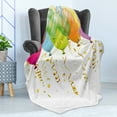 thumbnail image 4 of Birthday Soft Flannel Fleece Throw Blanket, 3D Style Flying Balloons with Curled Ribbons Rain Entertainment Print, Cozy Plush for Indoor and Outdoor Use, 50" x 60", Multicolor, by Ambesonne, 4 of 5
