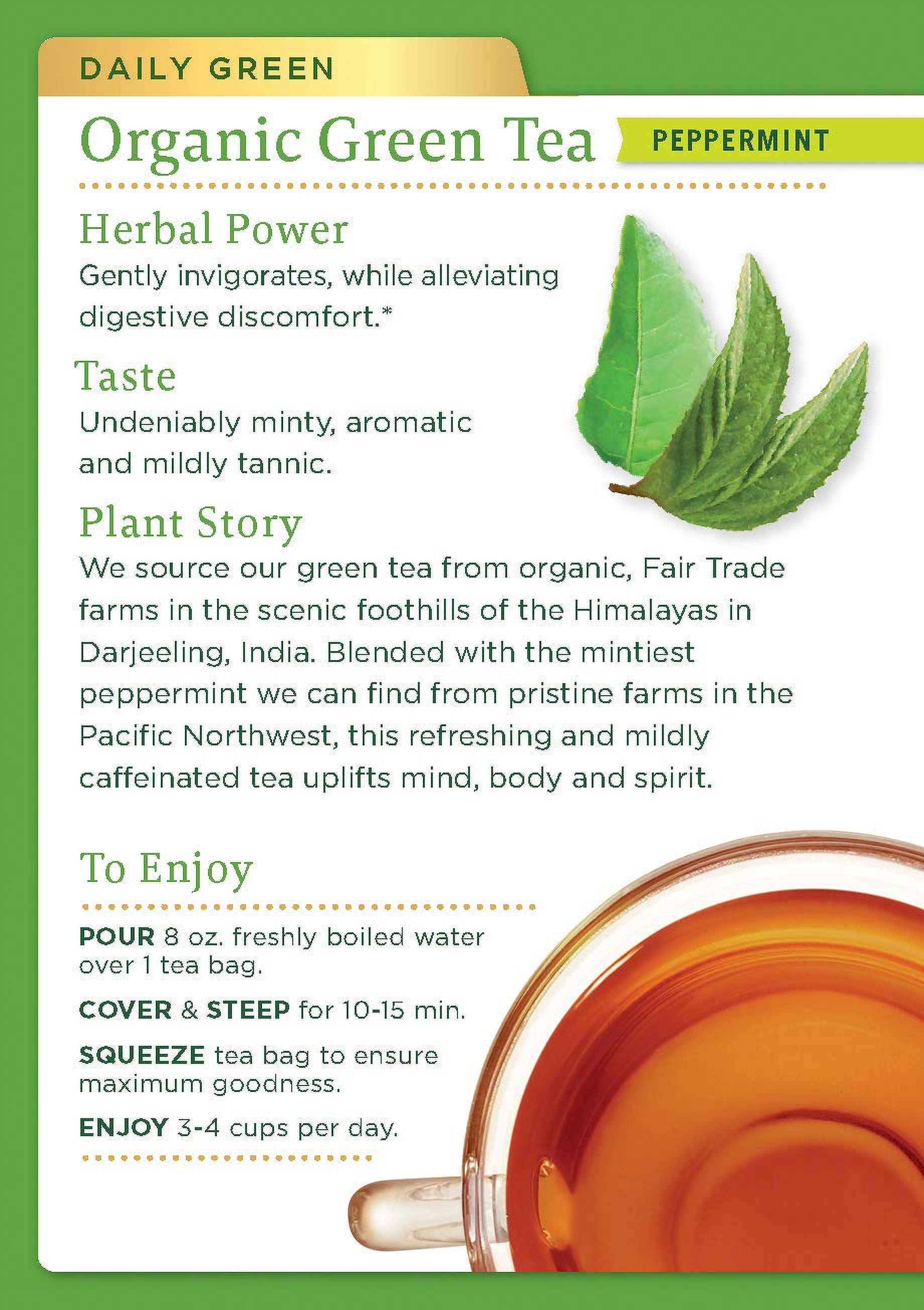 (6 pack) TRADITIONAL MEDICINALS Organic Green Tea Peppermint 16 BAGS