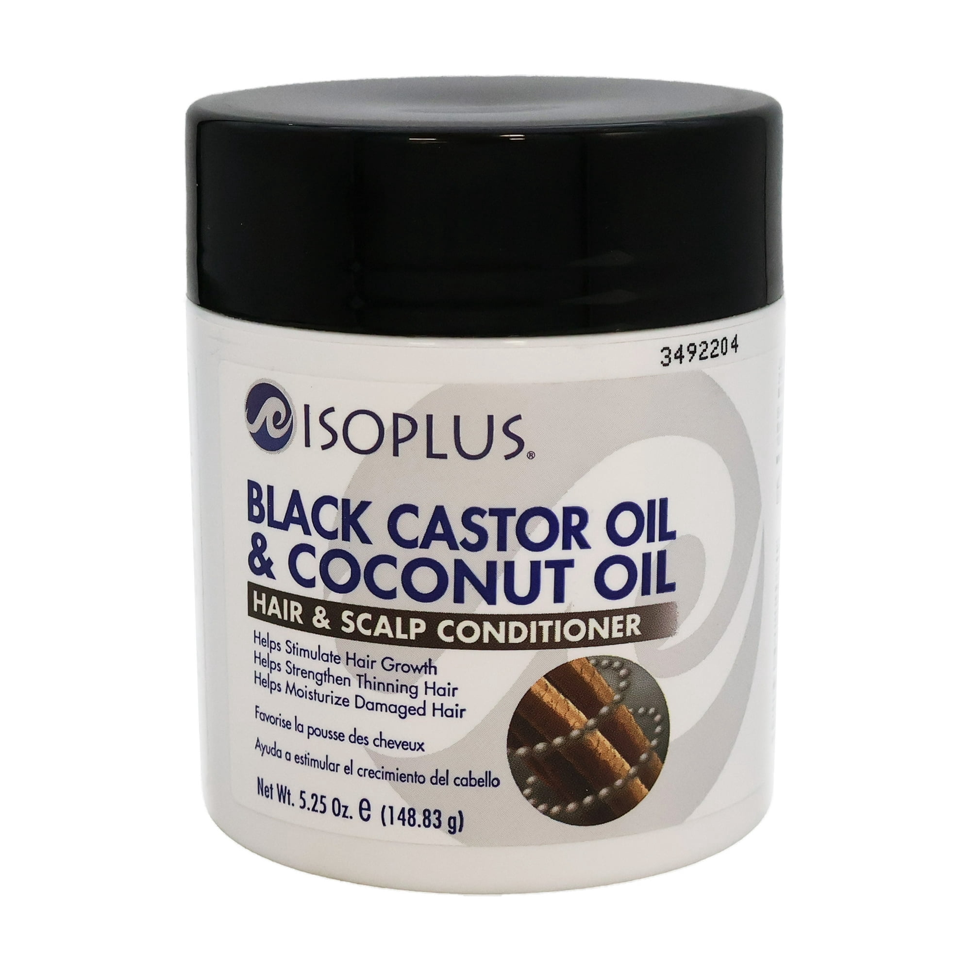 Isoplus Black Castor Oil and Coconut Oil Hair and Scalp Conditioner, 5.25 Oz, 3 Pack
