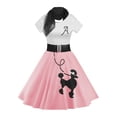 thumbnail image 1 of Vestido ZEZCLO con estampado retro de caniche, estilo skater, fiesta vintage, rosa L, 1 of 6