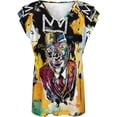 thumbnail image 4 of Jean Michel Basquiat Womens Hawaiian Cotton Short Sleeve T-Shirts Tops,Vintage V-Neck Graphic Tee Clothing, 4 of 5