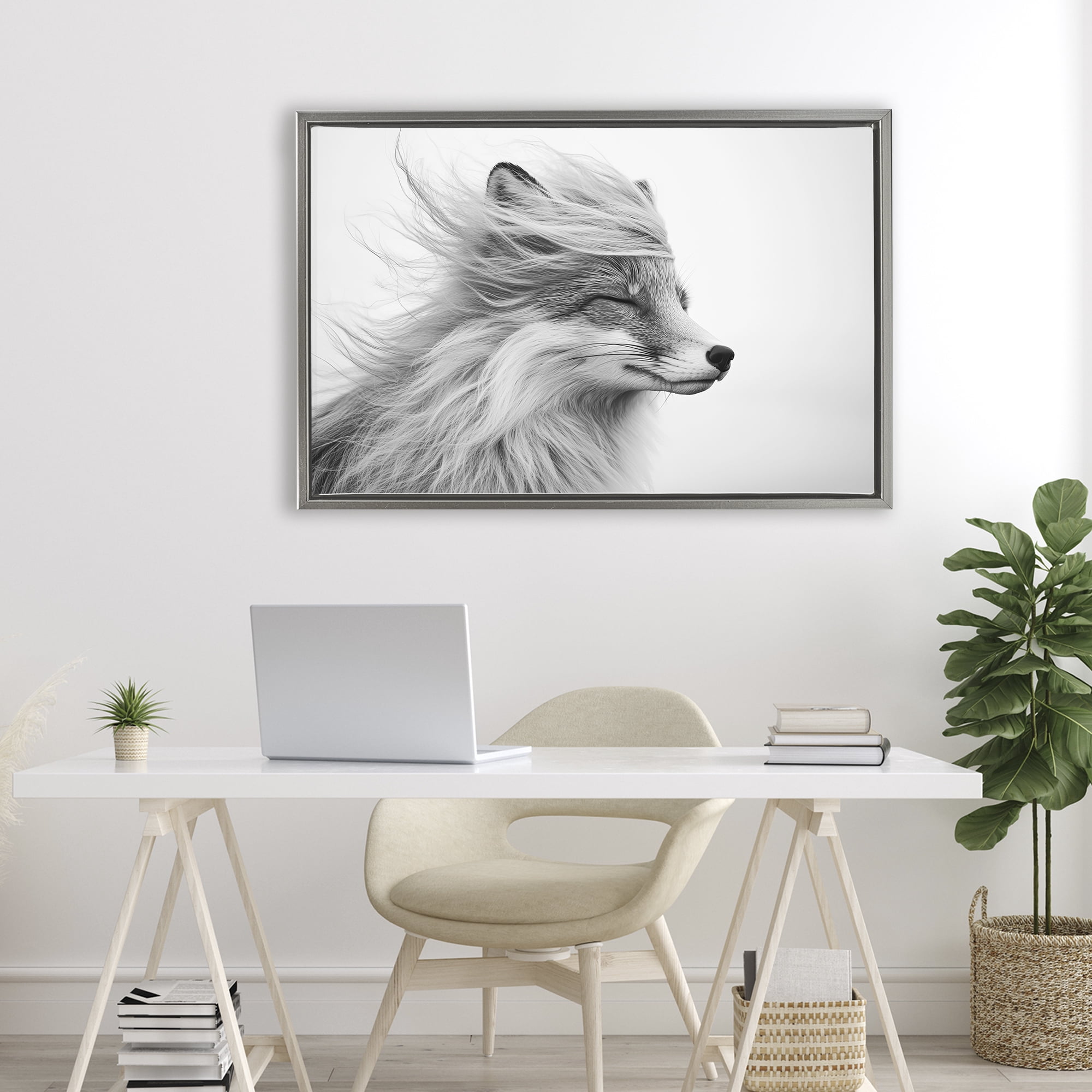 Stupell Industries Easy Breezy Fox Gray Framed Floater Canvas Wall Art, design by Tina LeCour