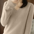 thumbnail image 5 of Aueoeo Women's Thin Sweater Soft Comfortable Long Sleeve Pullover Sweater Solid Color Lightweight Knit Tops, 5 of 6