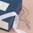 thumbnail image 5 of PEORA Solid 14K White Gold Created Pink Sapphire with Genuine Diamonds Pendant for Women, Dainty Solitaire, Oval Shape, 7x5mm, 1 Carat total, 5 of 5