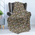 thumbnail image 4 of Dinosaur Soft Flannel Fleece Blanket, Jurassic Period Dino Mammals Skeletons Prehistoric Creatures Historical, Cozy Plush for Indoor and Outdoor Use, 50" x 70", Umber Khaki Blue Grey, by Ambesonne, 4 of 5