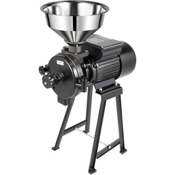 1500W Electric Grain Mill Grinder, Heavy Duty Commercial Grain Grinder Machine for Flour Corn Wheat Rice, Adjustable Fineness with Stainless Steel Funnel & Protective Switch for Home Kitchen Use