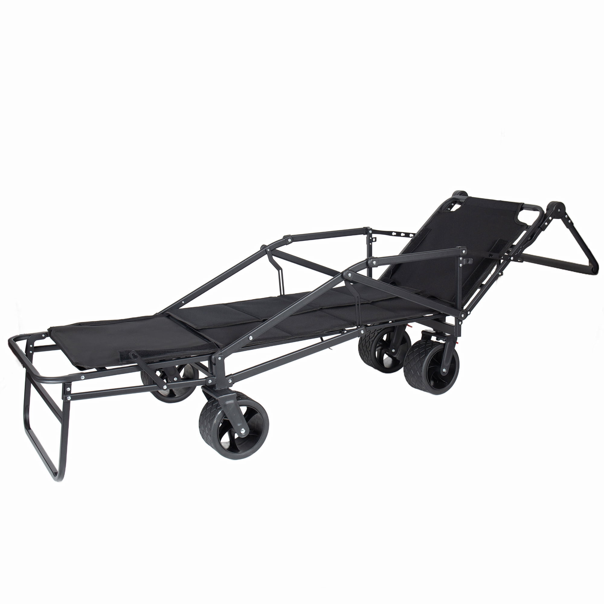 2-in-1 Multifunctional Folding Wagon Cart, Convertible Beach Chair with All-Terrain 360° Swivel Wheels, 650LB Heavy Duty Utility Cart with Brake for Shopping, Beach, Camping, Sports, Garden
