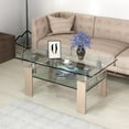 thumbnail image 3 of Costway Rectangle Glass Coffee Table Metal Legs End Table Livingroom Nature, 3 of 11