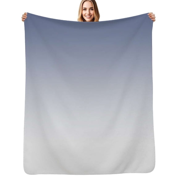 Aesthetic Distant Blue and White Gradient Flannel Blanket Warm Soft Bedding Throws Winter Camping Chair Sofa Bed