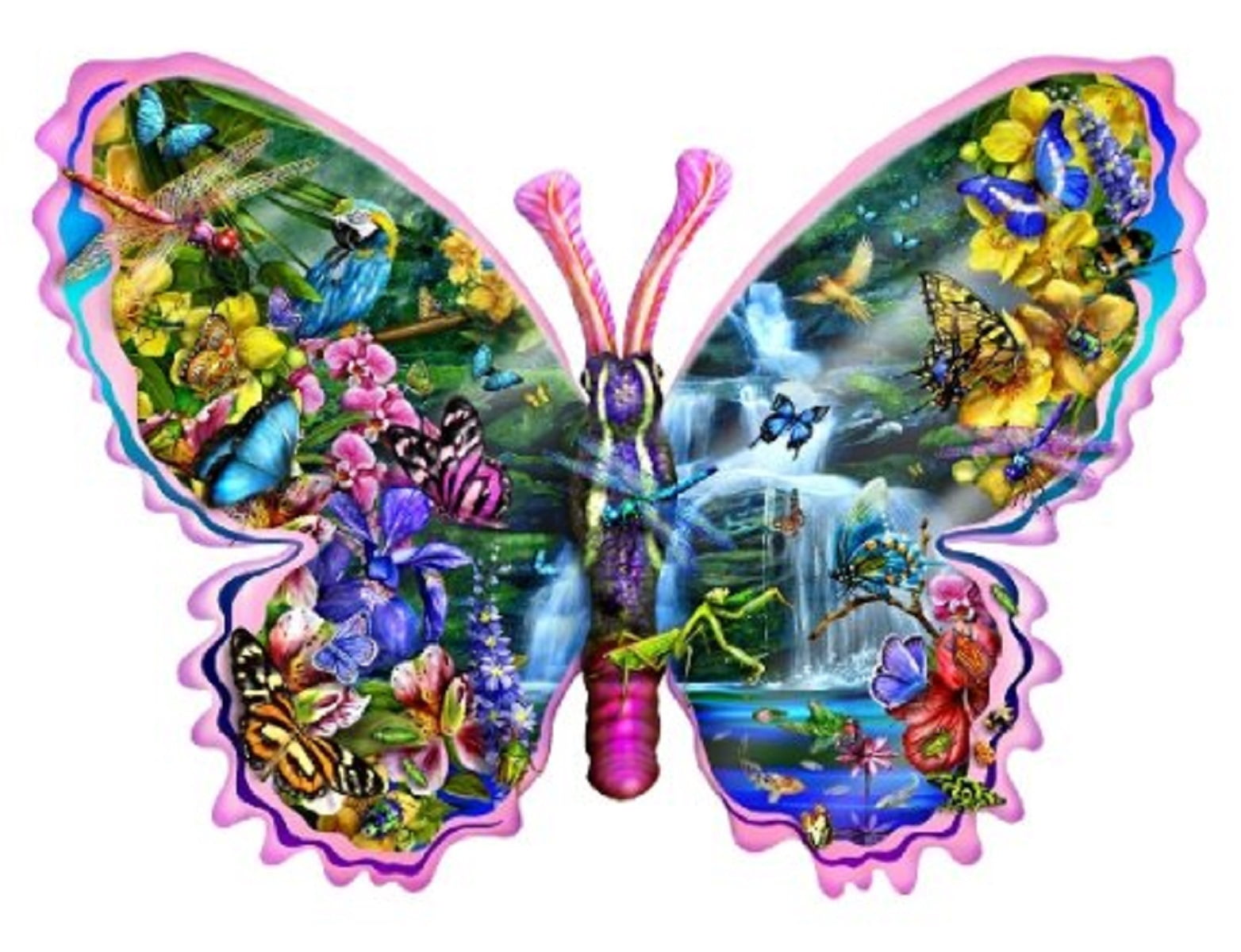 SUNSOUT INC - Butterfly Waterfall - 1000 pc Special Shape Jigsaw Puzzle by Artist: Lori Schory - Finished Size 24" x 35" - MPN# 95234