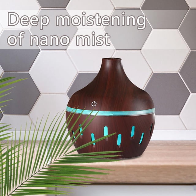 Feltree Mini 5V Wood Grain Aromatherapy Humidifier 300ml Capacity, Portable USB-Powered Mist Maker for Bedroom Desktop and Vehicle Mounting