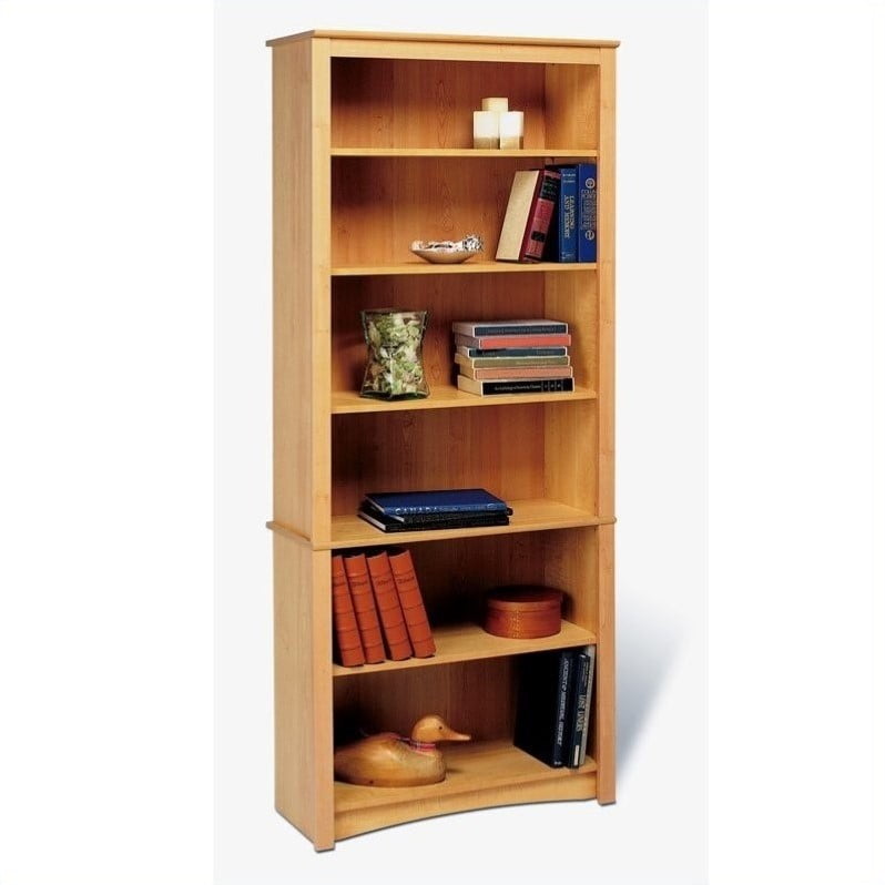 Prepac Sonoma 6 Shelf Wood Bookcase in Maple