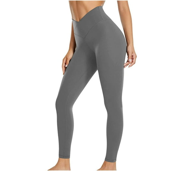 XUNKUSGA Yoga Pants Women V Crossover High Waisted Women's Pants Lightweight Breathable Leggings for Women Tummy Control Gym Yoga S-2XL