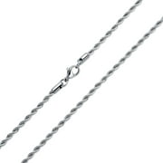 Unisex Classic Simple Strong 3MM 040 Gauge Strong Twist Cable Rope Chain Necklace for Men Silver Tone Stainless Steel 24 Inch