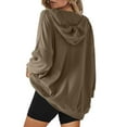 thumbnail image 3 of Itsame Hoodie Pullover Womens Lightweight Hood Sweatshirts Crew Neck Solid Color Long Sleeve Sportswear Khaki Size L, 3 of 6