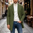 thumbnail image 2 of Yertdoel Pea Coats for Men Solid Lapel Wool Blend Trench Coat Button Front Mid Length Fashion Warm Outerwear with Pockets, M-3XL, 2 of 8