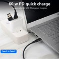 thumbnail image 3 of Double-head Type-c Data Cable USB Charger Cord 2 in 1 Charging Cable Fast Charging USB to Type-C 60W Charge Portable USB Cable, 3 of 7