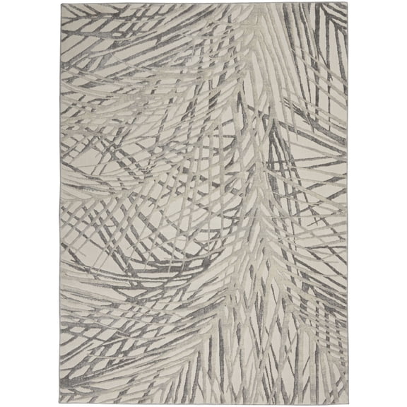 Nourison Rustic Textures Modern Palm Indoor Area Rug Ivory/Grey 5'3" x 7'3"