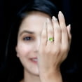 thumbnail image 4 of Rosec Jewels Natural Peridot Engagement Ring with Moissanite Halo - Real Peridot Ring for Women (8 mm - 2 Carat - AAA Quality), 10K White Gold, US 8.50, 4 of 8