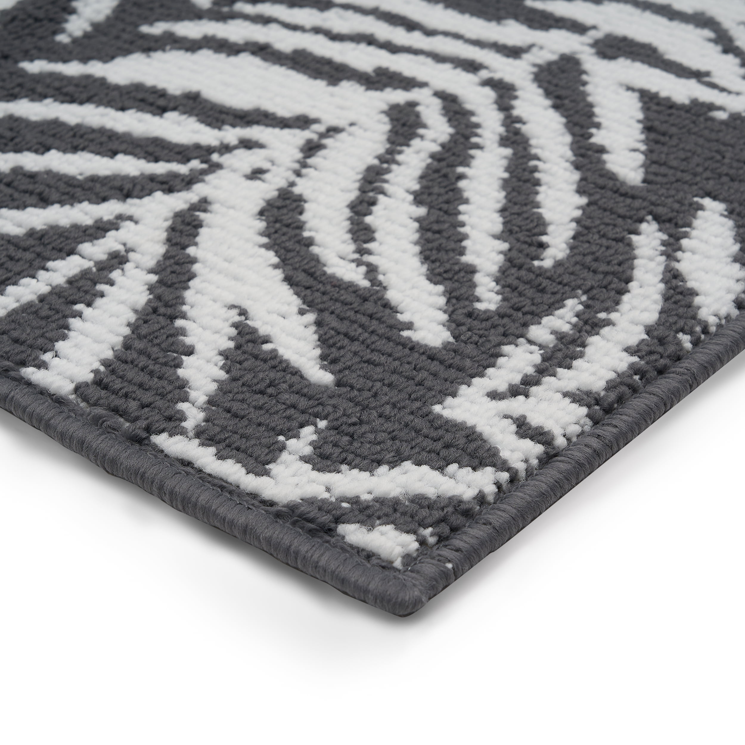 (2 pack) Mainstays Jacquard High Low Loop Kitchen Mat 18"x 27" Gray & Arctic White