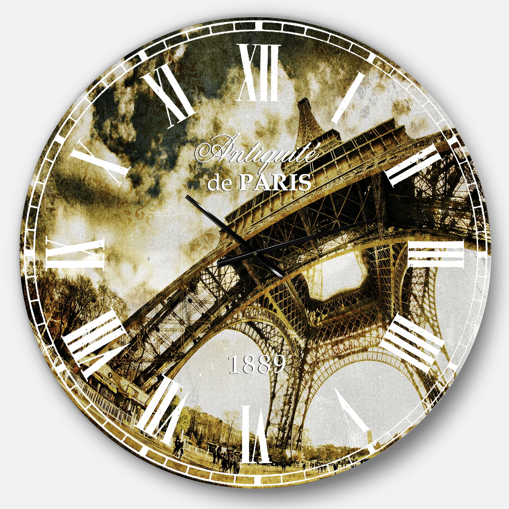 Designart Paris Eiffel Towerin Sunny Winter Morning Large Wall Clock