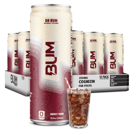 Bum Energy Drink, Dr Bum, 112mg Natural Caffeine, 12 fl oz Cans, 12-Pack