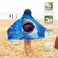 thumbnail image 3 of Toalla de Playa Tiburón para Niños con Capucha, Toalla con Capucha de Animales Marinos para Niños 76 cm x 127 cm, Toalla de Baño Poncho de Microfibra Absorbente y Suave para Piscina y Natación, 3 of 7