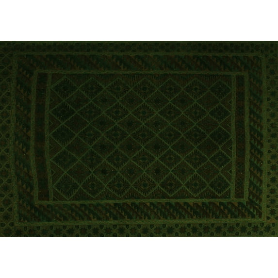Ahgly Company Indoor Rectangle Southwestern Green Country Area Rugs, 2' x 5'