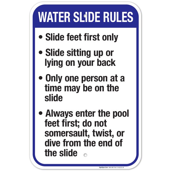New Mexico Water Slide Rules Sign, Complies With State Of New Mexico Pool Safety Code, 12x18 Aluminum