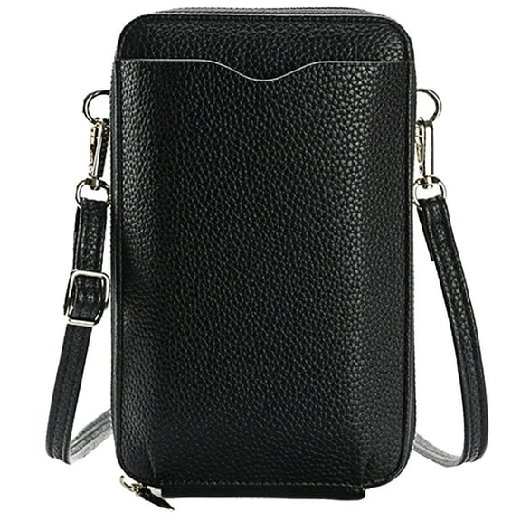 Egoelife Small Crossbody Bags For Women PU Leather Cell Phone Purse Zipper Credit Card Slots Coin Pocket With Adjustable Strap（Black）