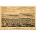 thumbnail image 1 of 24"x36" Gallery Poster, Bird's eye view map of San Diego, California 1876, 1 of 1