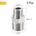 thumbnail image 2 of Unique Bargains 1/2x3/8 BSPT Filetage Mâle Raccord de Tuyau de Réducteur Hexagonal en Acier Inoxydable 3 Comte, 2 of 5