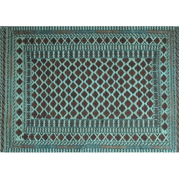 Ahgly Company Indoor Rectangle Southwestern Light Blue Country Area Rugs, 2' x 3'