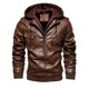 thumbnail image 5 of Chaqueta de cuero para hombre, chaqueta de cuero PU fina con capucha de dos piezas para otoño e invierno, estilo europeo y americano, 5 of 6