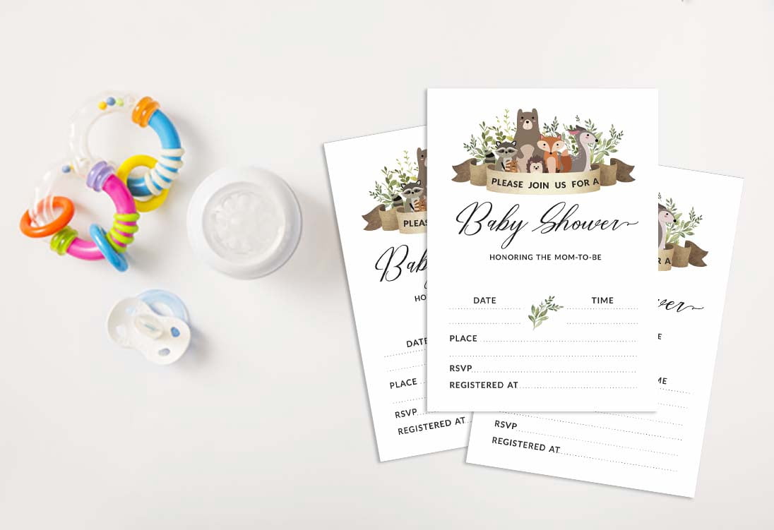 Inkdotpot 30Jungle Animals Baby Shower Invitation Cards Gender Neutral Fill In Blank Invites