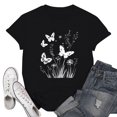 thumbnail image 2 of NAMTYQX Graphic Tees for Women Loose Fitting Hawaiian Short Sleeve Light Crewneck Cool Plus Size Print mit Print Womens T Shirts Black Size L, 2 of 5