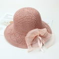thumbnail image 4 of Wuxian Straw Hats For Women Solid Color Bow Wide Brim Summer Dress Hat Shapeable Hollowed Out Breathable Fashionable Lightweight Foldable Party Vacation Beach Sun Hat ,Pink,One Size, 4 of 7
