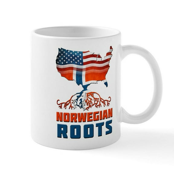 CafePress - American Norwegian Roots Mug - 11 oz Ceramic Mug - Novelty Coffee Tea Cup
