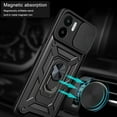 thumbnail image 3 of Case for Xiaomi Redmi A1 with Slide Camera Cover, Military Grade Drop Protective Phone Cover Case with Ring Kickstand for Xiaomi Redmi A1 SJ Black, 3 of 8