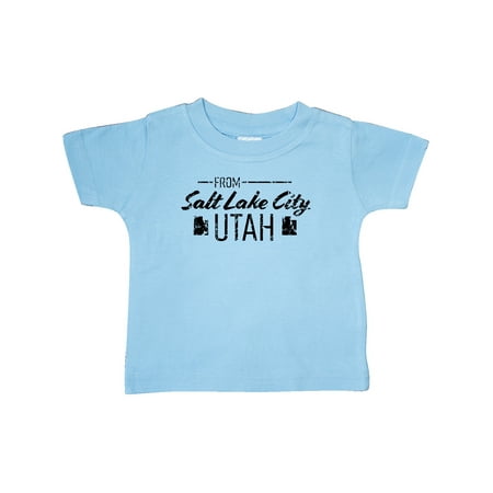 

Inktastic From Salt Lake City Utah in Black Distressed Text Gift Baby Boy or Baby Girl T-Shirt