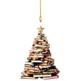 thumbnail image 3 of 10PC Christmas Tree Book Decoration, Acrylic Bookshelf Xmas Tree Decorative Pendant, Christmas Tree Hanging Ornament Ski Lift for Xmas Tree Home Decor (Book), 3 of 7