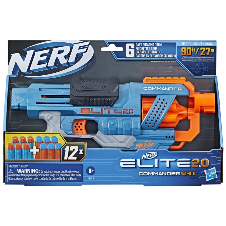 Nerf Elite 2.0 Commander RD-6 Dart Blaster, 36 Nerf Elite Darts, 18-Dart  Clip, Rotating Drum 