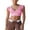 Pink, variant on Michellecmm Women T-shirt, Short Sleeve U Neck Contrast Color Summer Crop Top
