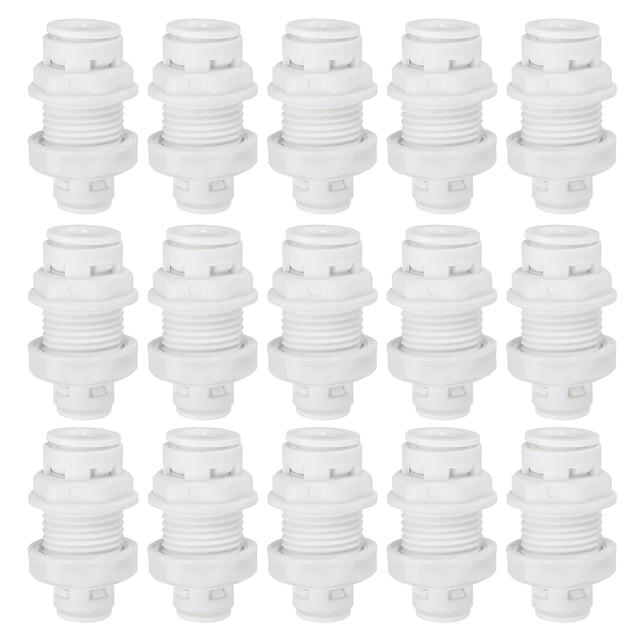 Conector de fondo de purificador de agua Uxcell de 1/4" a 3/8", conexión rápida, Blanco, 15 Pcs
