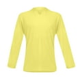 thumbnail image 5 of Men's Casual Solid Color V-Neck Gentleman's Business Long Sleeve T-Shirt Yellow L, 5 of 5