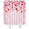 thumbnail image 3 of Valentine''s Day Shower Curtain Red Heart Pink Floral Romantice Sweet Couple Fabric Bathroom Curtain Set with Hooks(70" WX70 H), 3 of 3